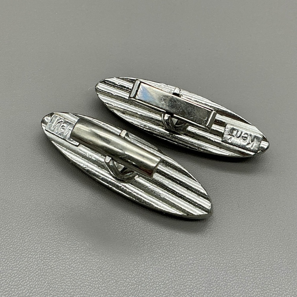 Kent Cufflinks Black Hematite Style Silver Tone Oval Mid Century Vintage29.99 - Picture 3 of 10